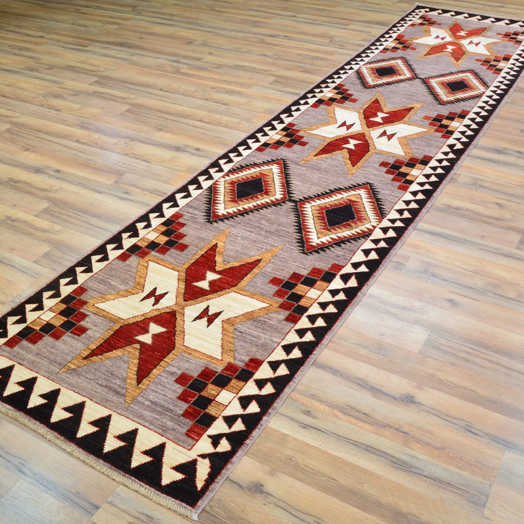 Hand-Knotted Southwestern Design Handmade Wool Rug (Size 2.7 X 11.6) Cwral-9645
