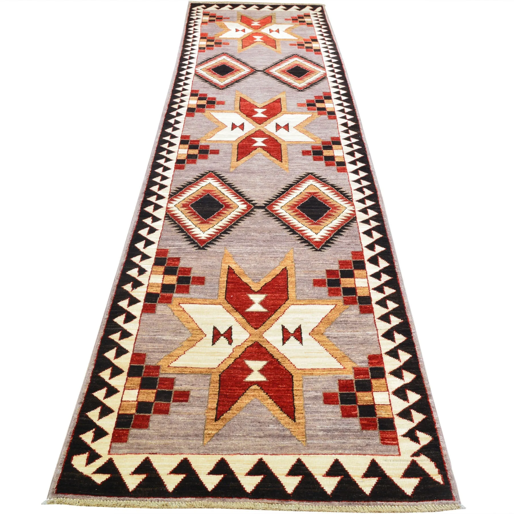 Hand-Knotted Southwestern Design Handmade Wool Rug (Size 2.7 X 11.6) Cwral-9645