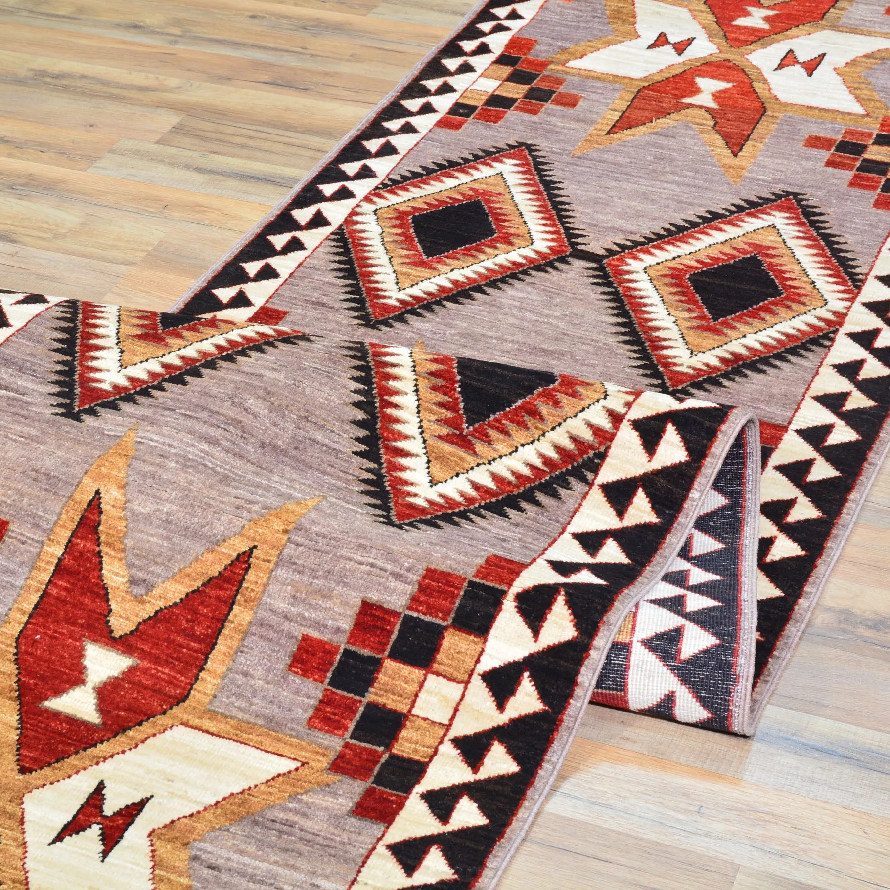 Hand-Knotted Southwestern Design Handmade Wool Rug (Size 2.7 X 11.6) Cwral-9645