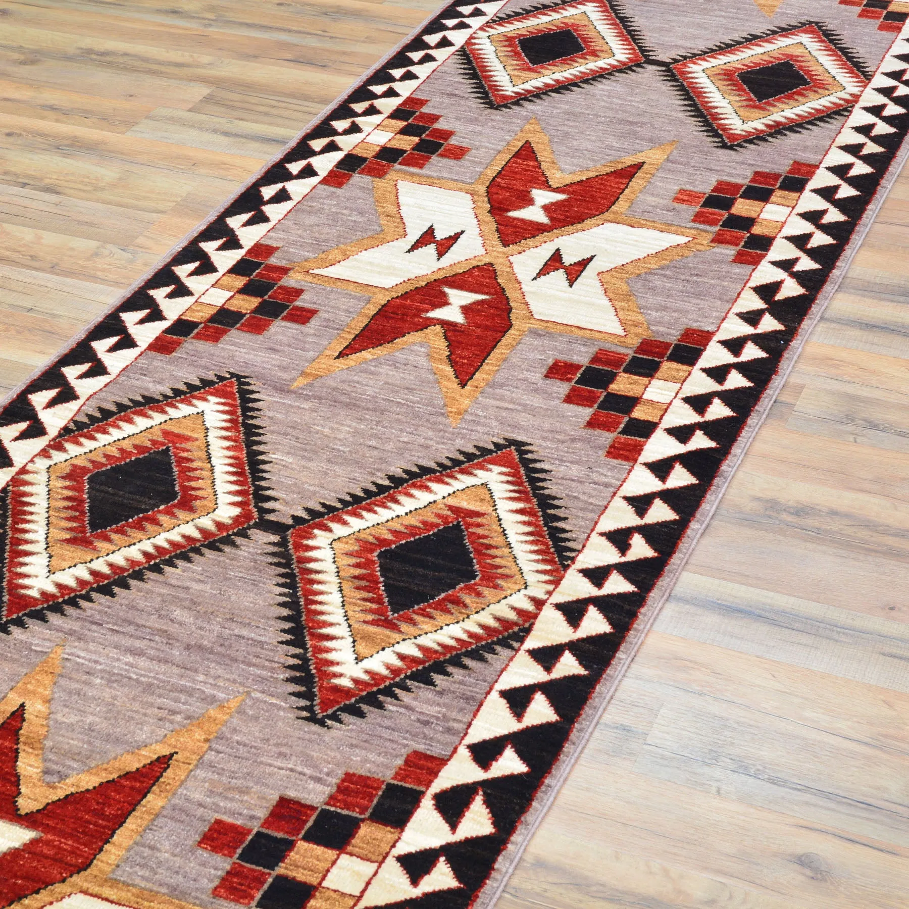 Hand-Knotted Southwestern Design Handmade Wool Rug (Size 2.7 X 11.6) Cwral-9645