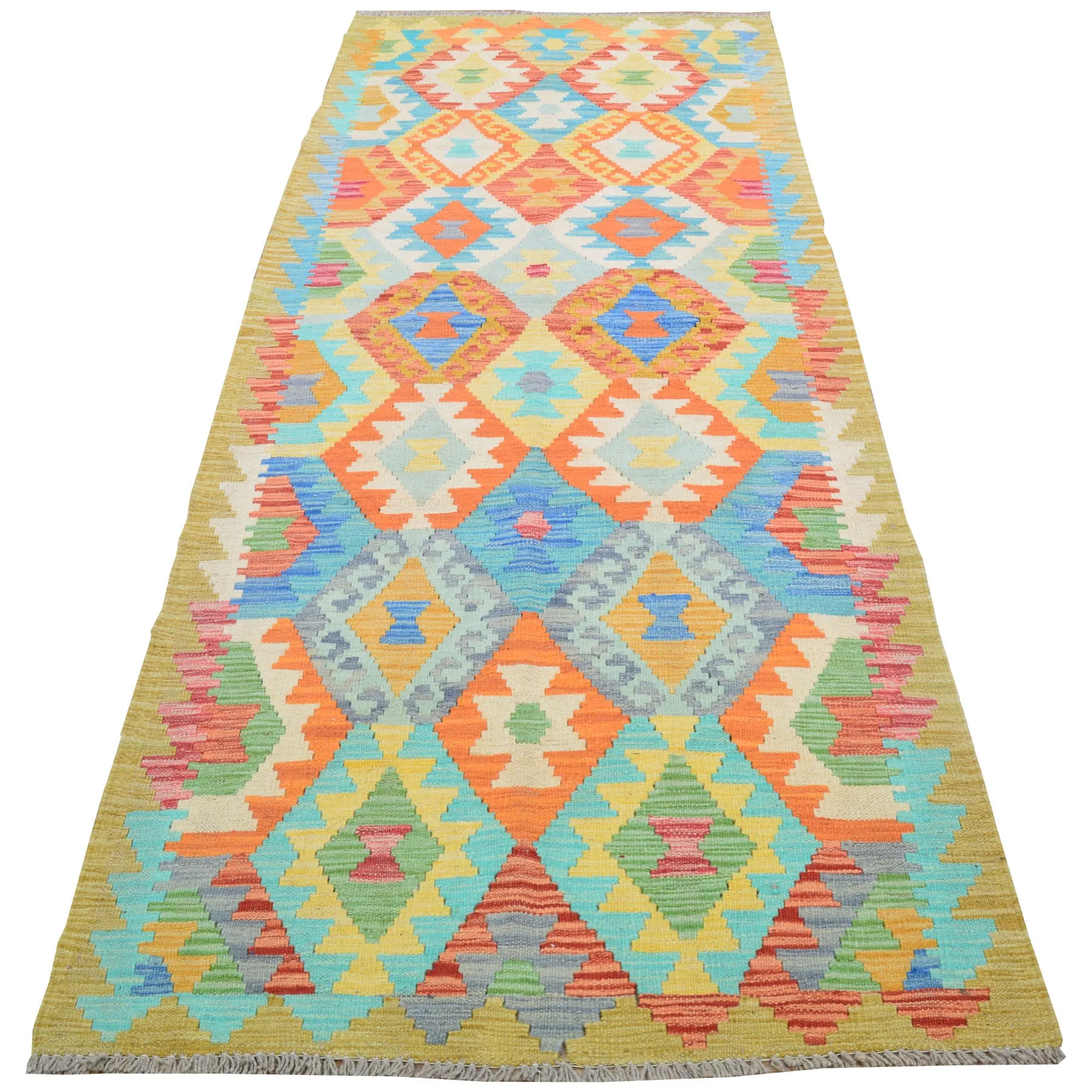 Hand-Woven Reversible Momana Kilim Handmade Wool Rug (Size 2.10 X 9.7) Cwral-10665