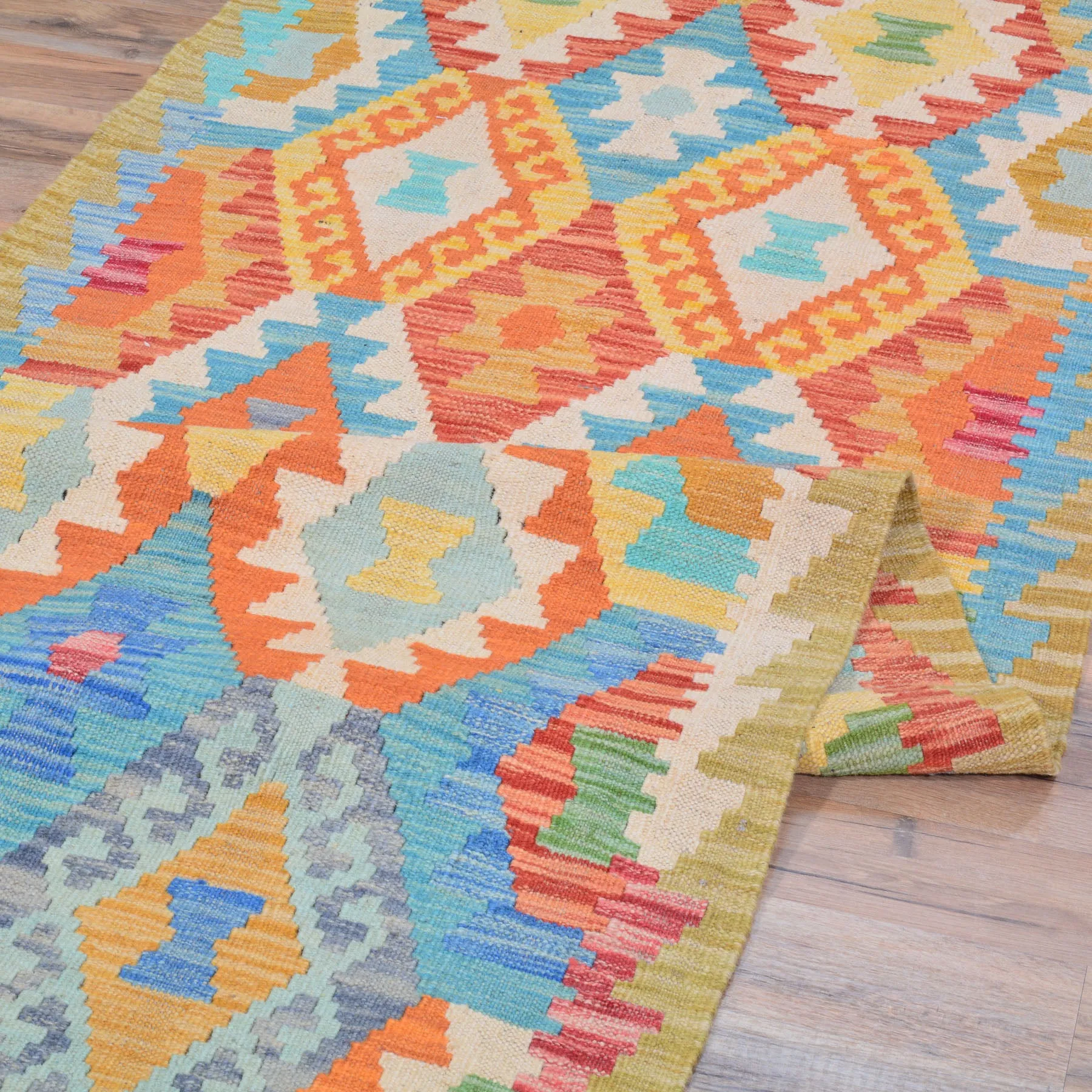 Hand-Woven Reversible Momana Kilim Handmade Wool Rug (Size 2.10 X 9.7) Cwral-10665