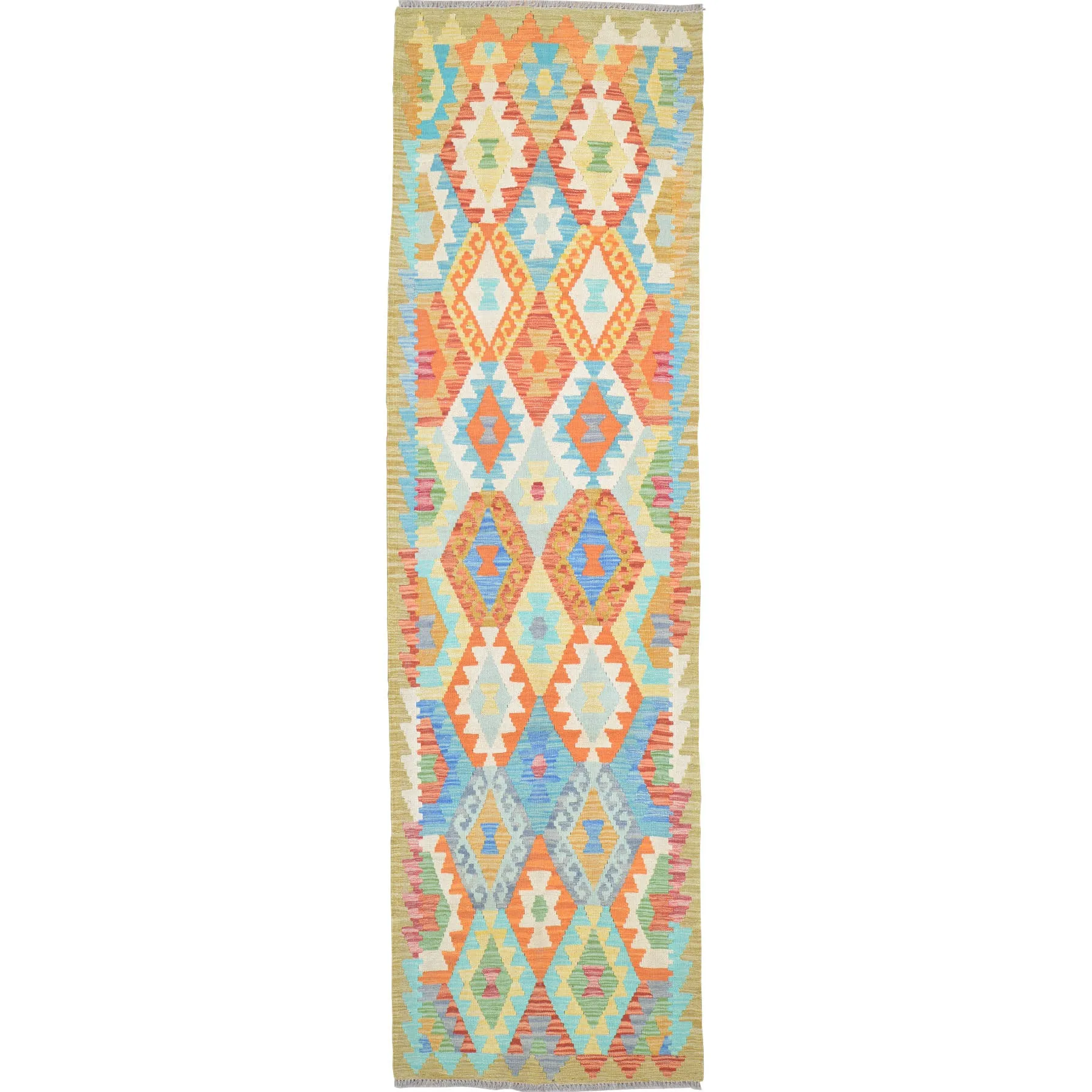 Hand-Woven Reversible Momana Kilim Handmade Wool Rug (Size 2.10 X 9.7) Cwral-10665