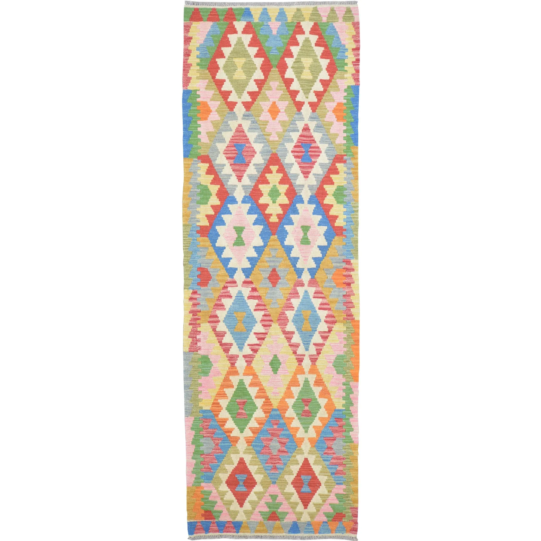 Hand-Woven Reversible Momana Kilim Handmade Wool Rug (Size 2.9 X 8.2) Cwral-10701