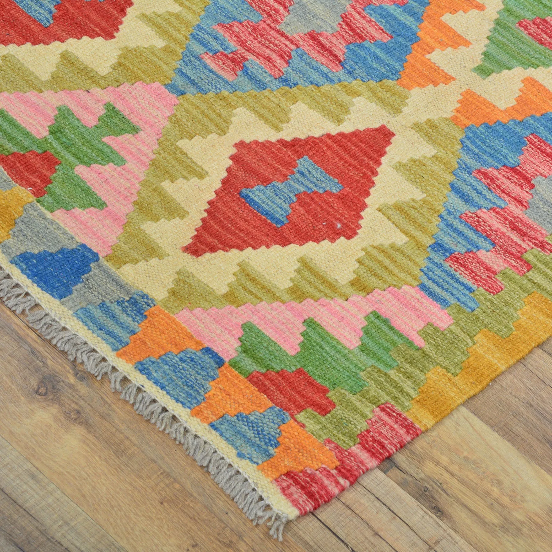 Hand-Woven Reversible Momana Kilim Handmade Wool Rug (Size 2.9 X 8.2) Cwral-10701