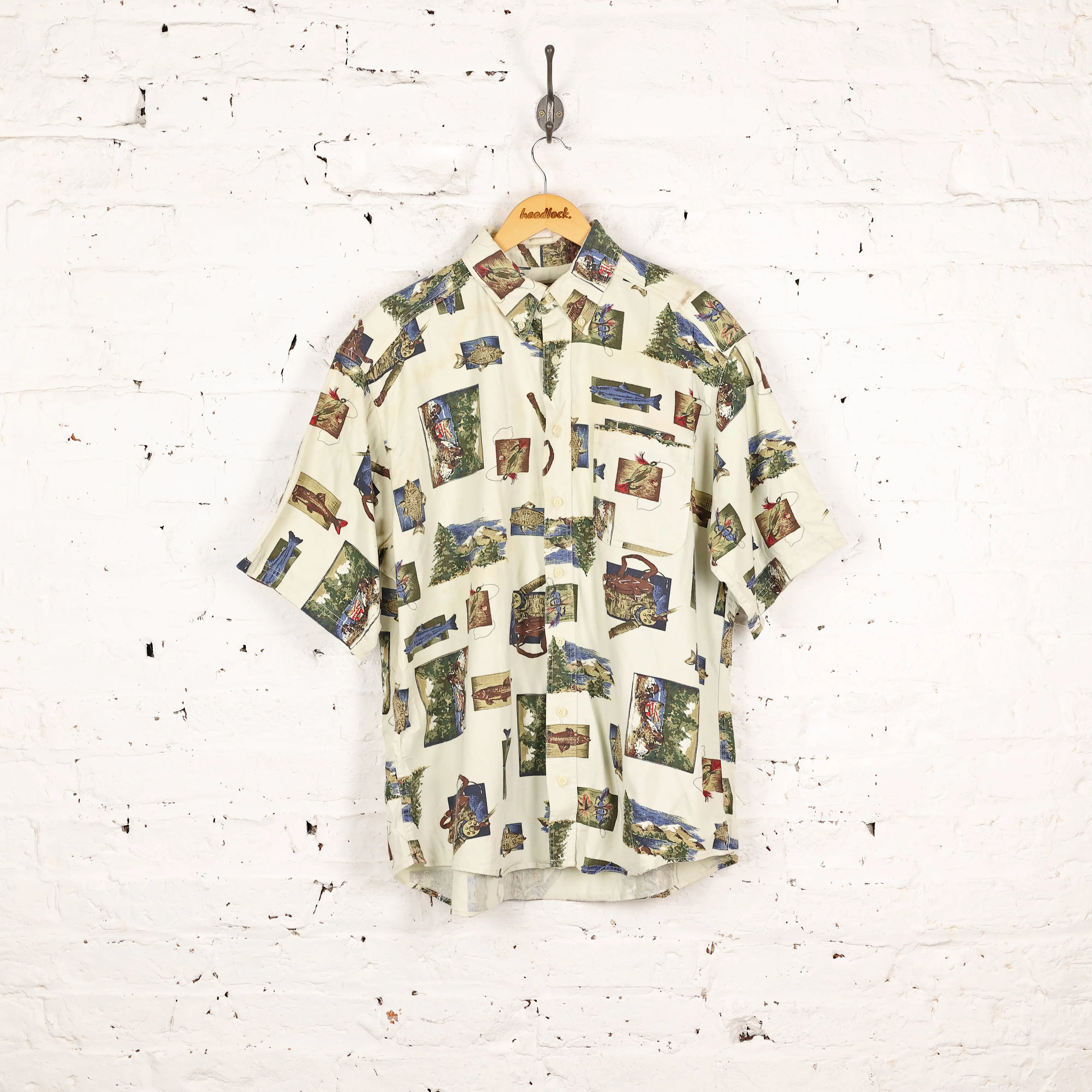 Headlock 90's Pattern Print Shirt - Cream - L