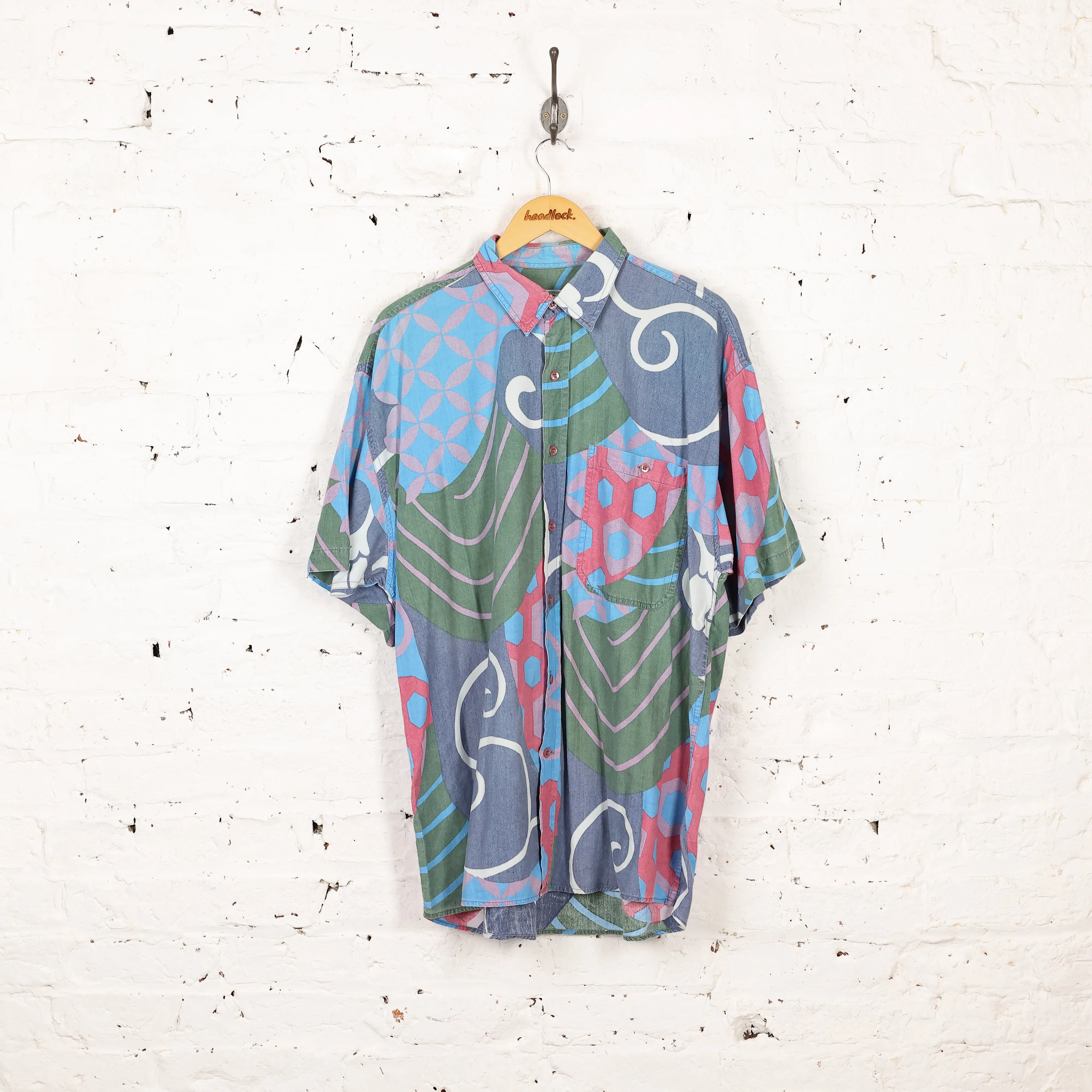 Headlock Vintage 90s Pattern Shirt - Green - XL