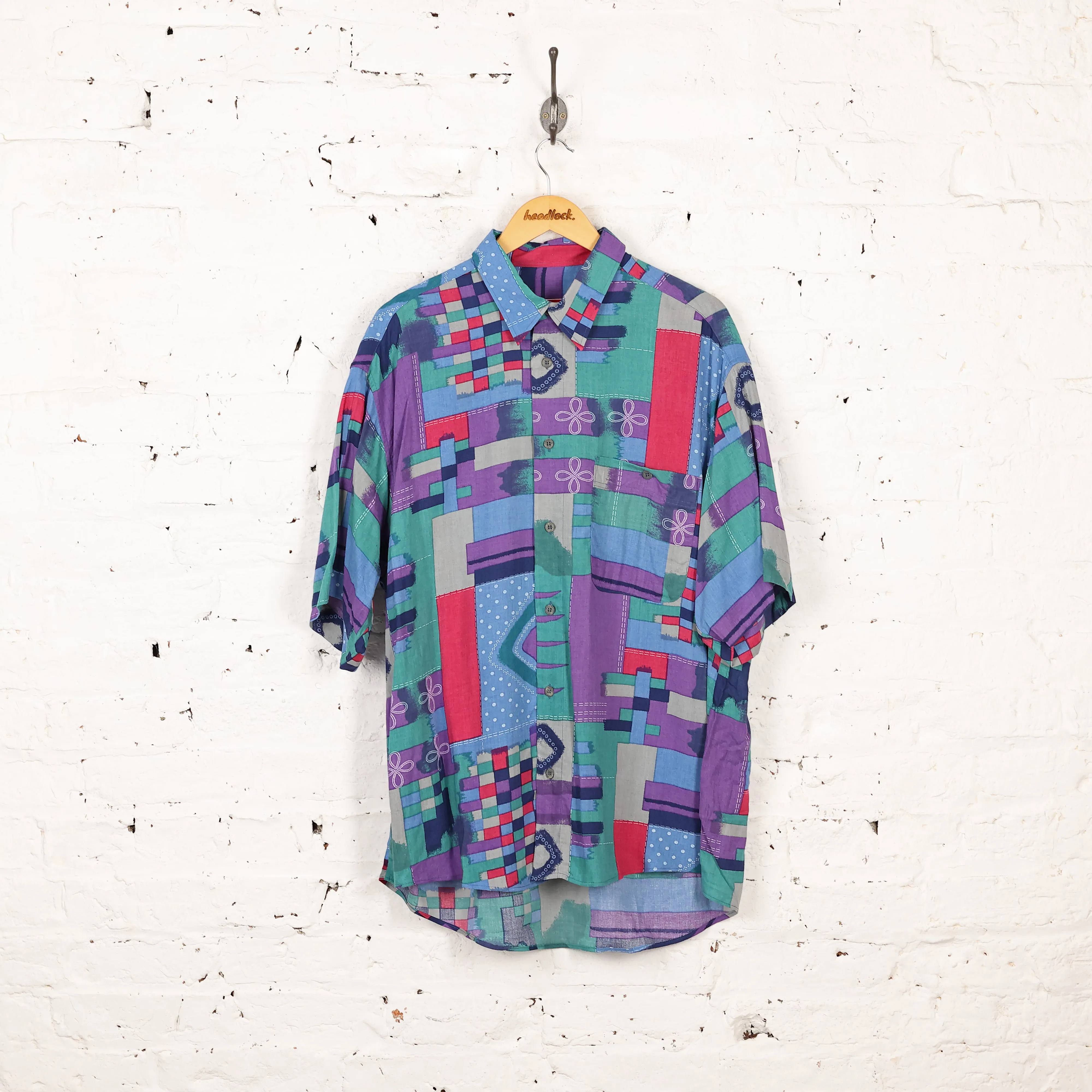 Headlock Vintage 90s Pattern Shirt - Purple - XL