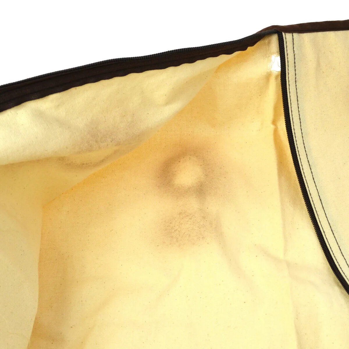 HERMES Logos Garment Cover Ivory Brown Vintage T04794