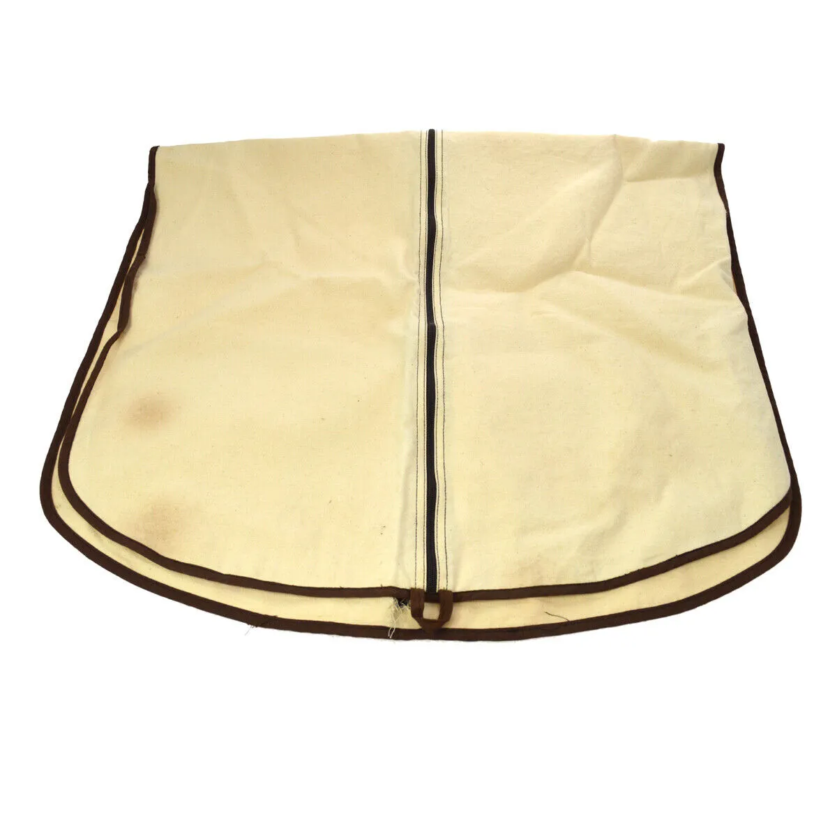HERMES Logos Garment Cover Ivory Brown Vintage T04794