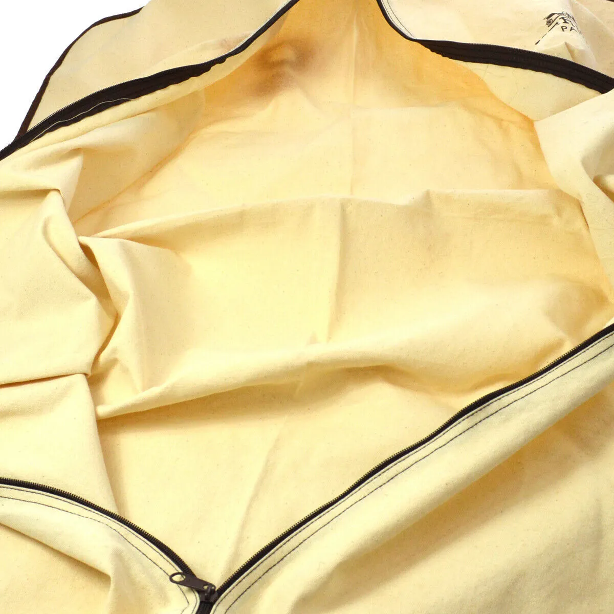 HERMES Logos Garment Cover Ivory Brown Vintage T04794