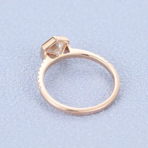 Hexagon shaped wedding ring women vintage rose gold Exquisite moissanite engagement ring unique Bridal Stacking promise gift