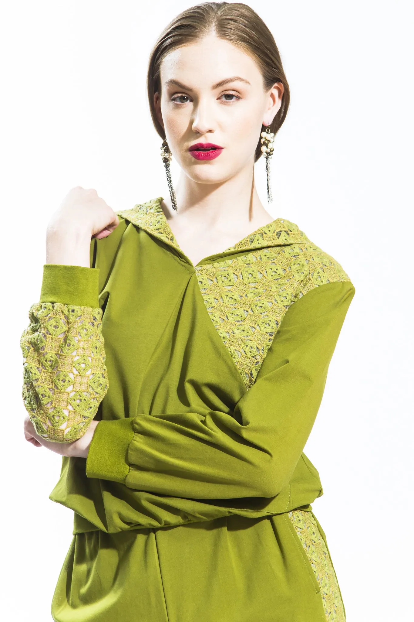Hooded Lace Tracksuit (Green/Gold) Style # 1239P