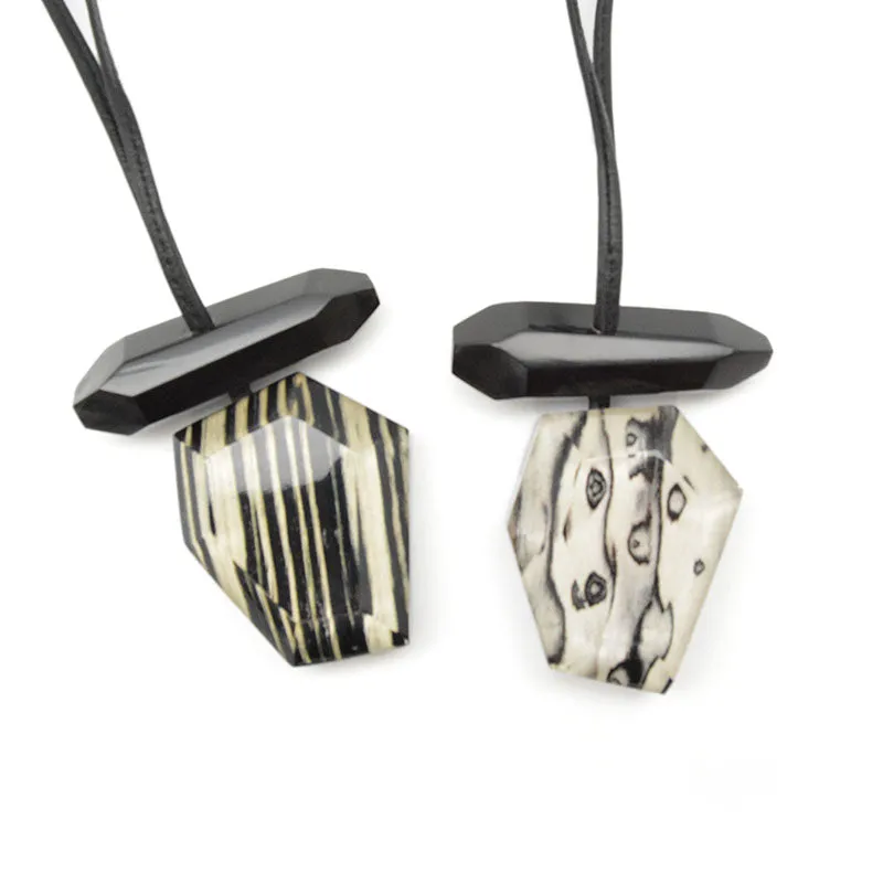 Horn and Wood Faceted Pendant