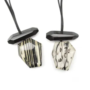 Horn and Wood Faceted Pendant
