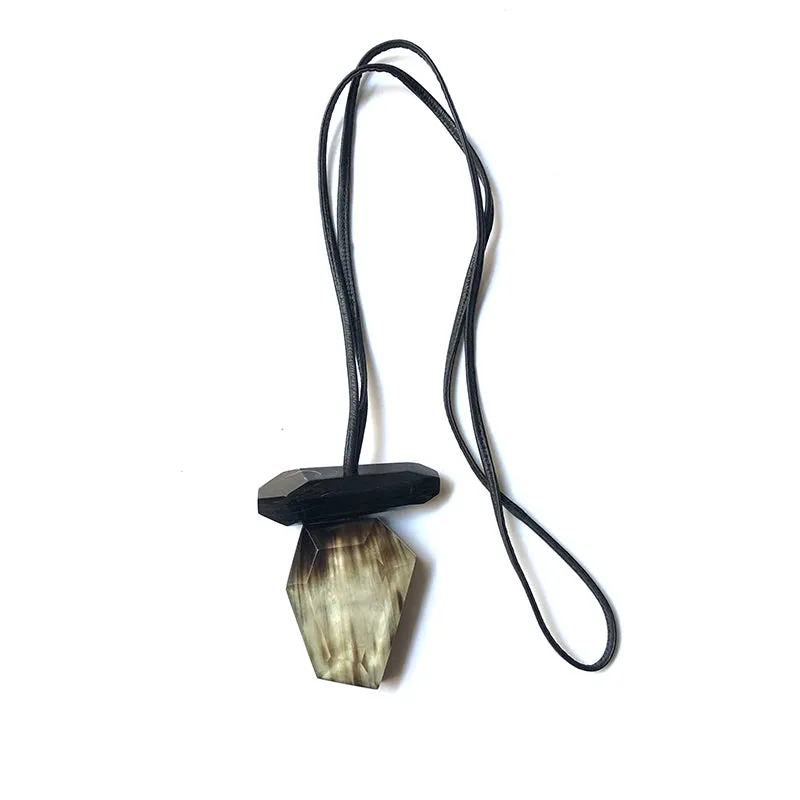 Horn and Wood Faceted Pendant