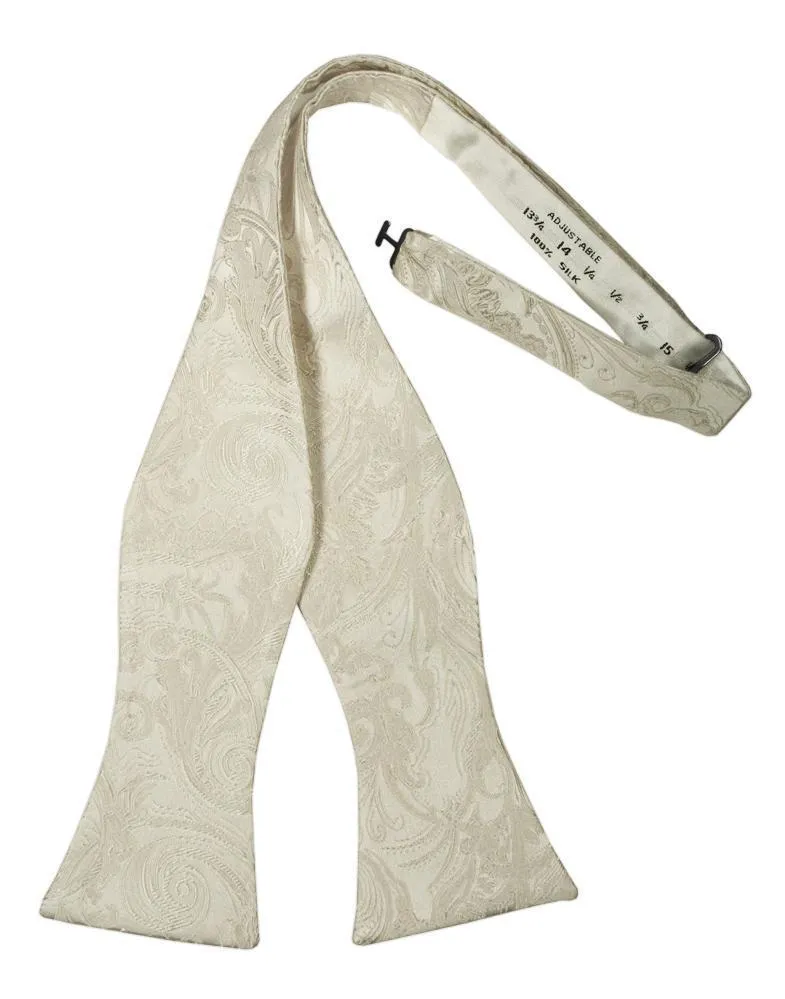 Ivory Paisley Silk Bow Tie