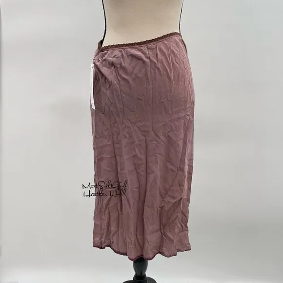 Jacalyn &amp; Sabina Vintage 100% Silk Midi Half Slip Skirt w/ Scalloped Trim