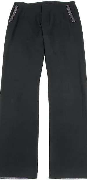 Jean-Paul GAULTIER PARIS. FEMME Black Leather Switching Wool Rayon Pants