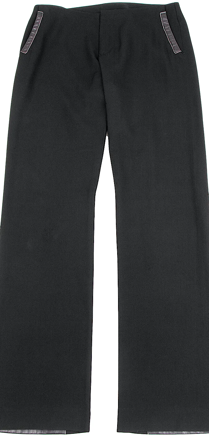Jean-Paul GAULTIER PARIS. FEMME Black Leather Switching Wool Rayon Pants