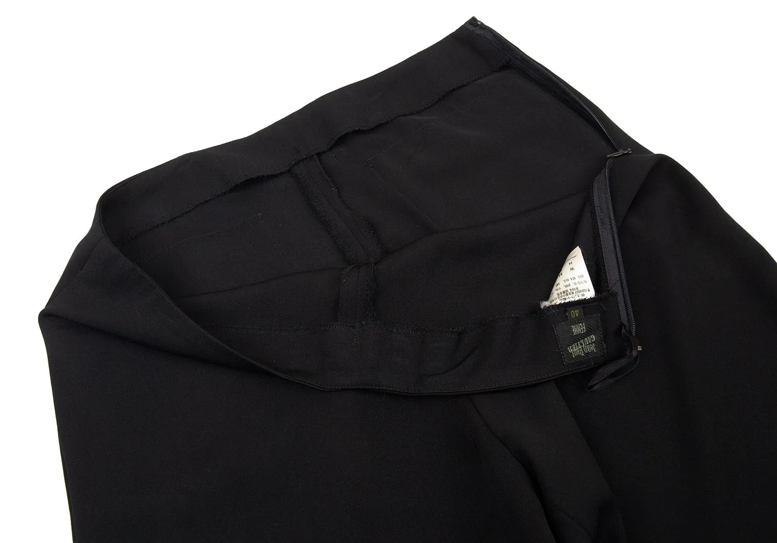 Jean-Paul GAULTIER PARIS. FEMME Cut Pocket Design Black Wide Pants