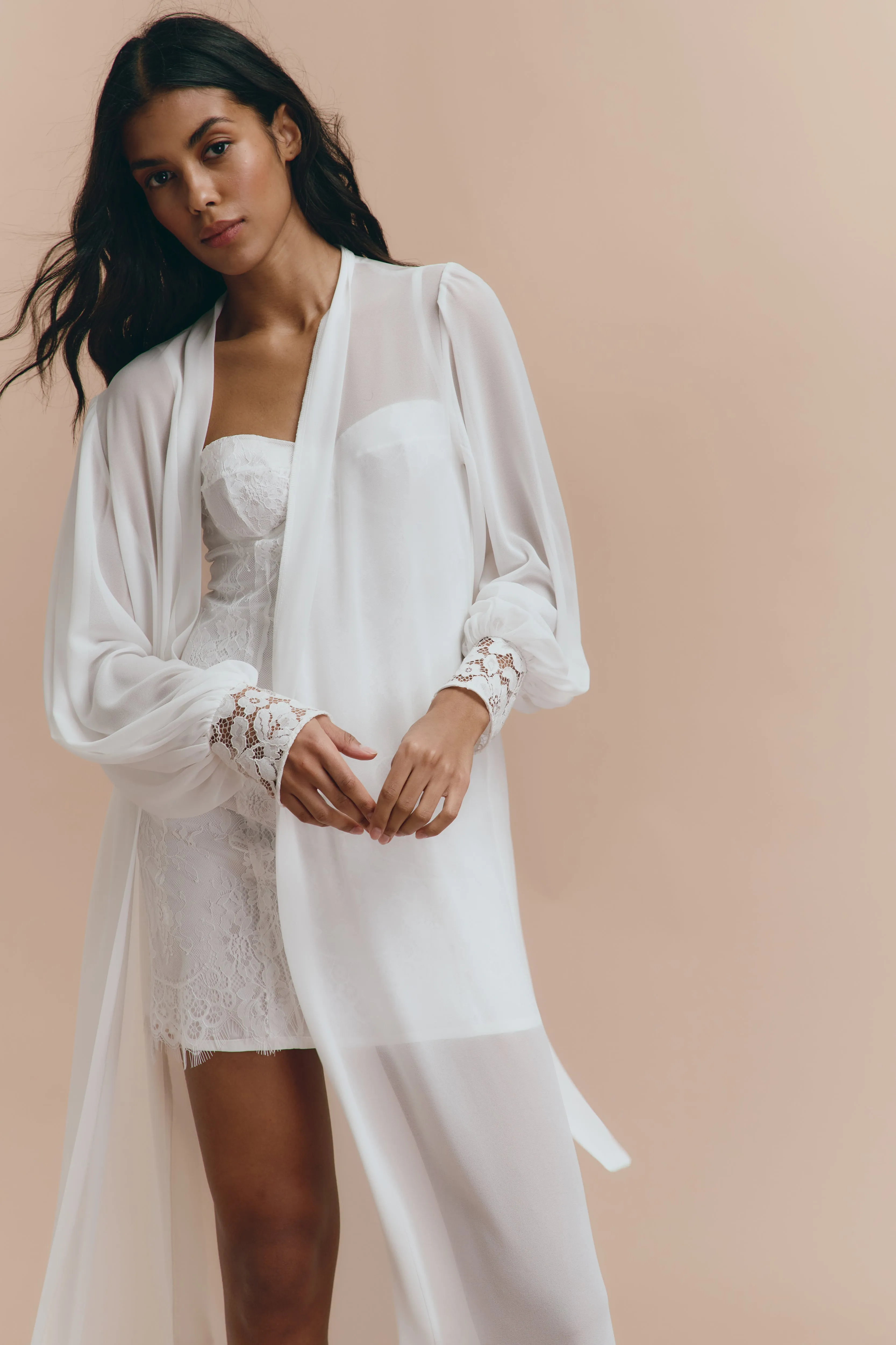 Jessica - White chiffon robe