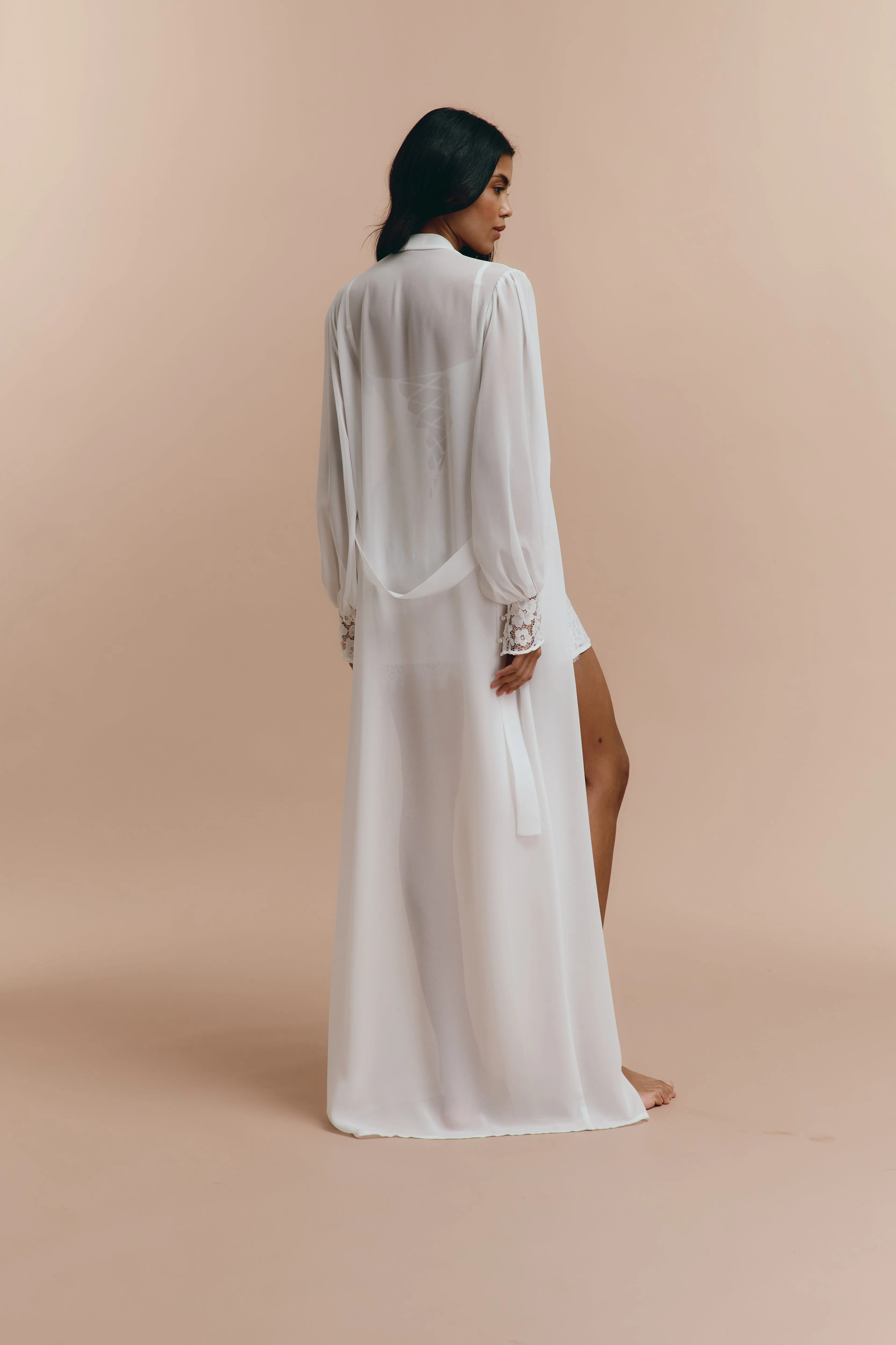 Jessica - White chiffon robe