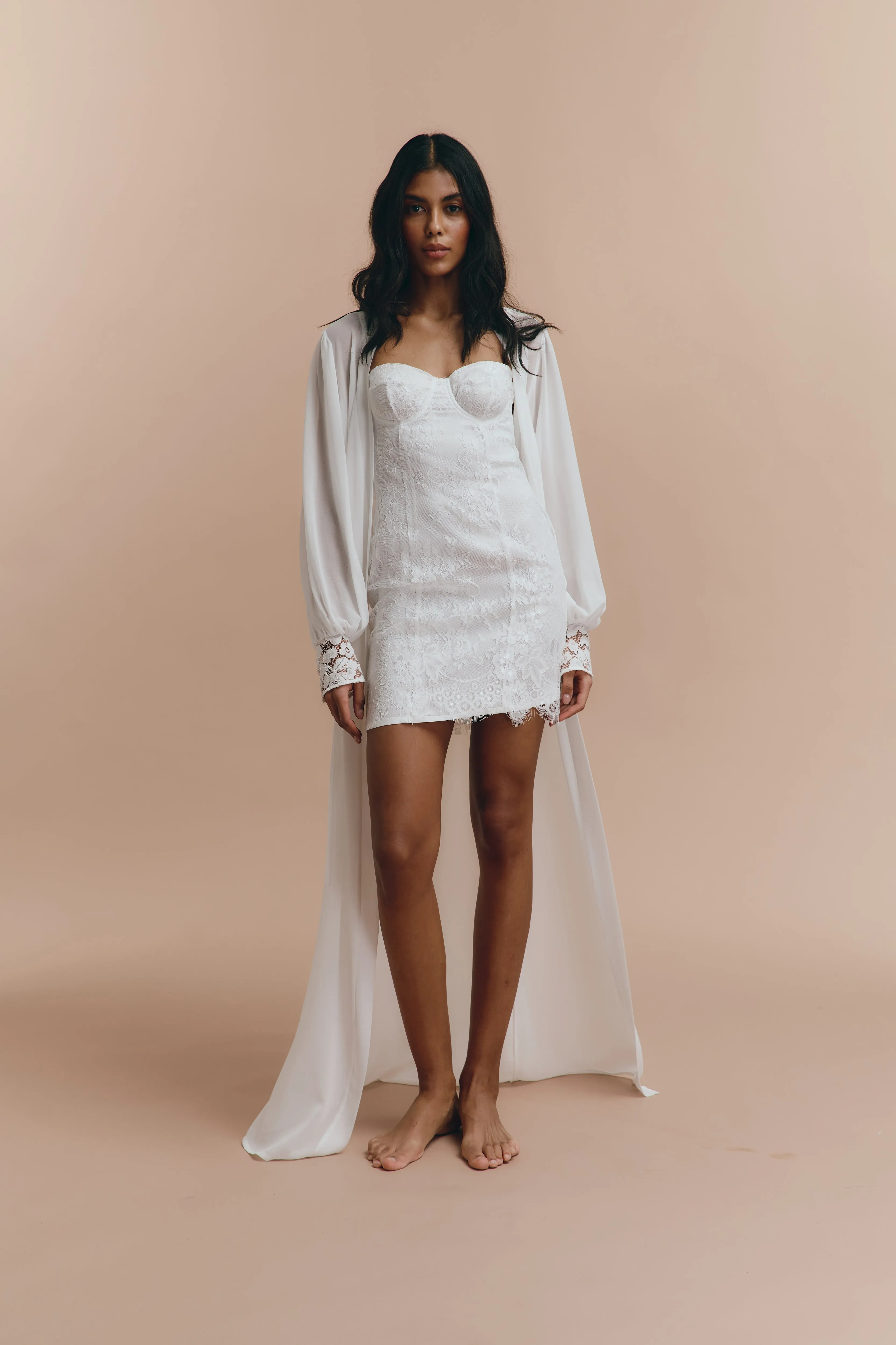 Jessica - White chiffon robe
