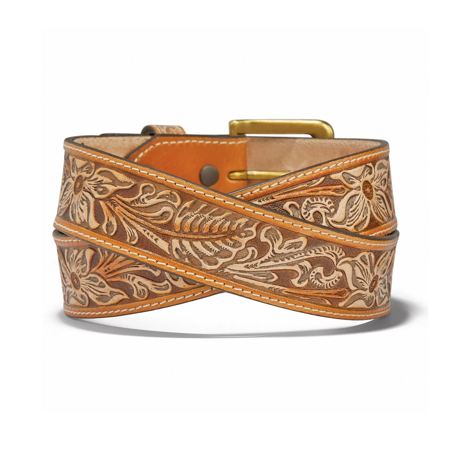 Justin Tan Floral Embossed Belt for Men