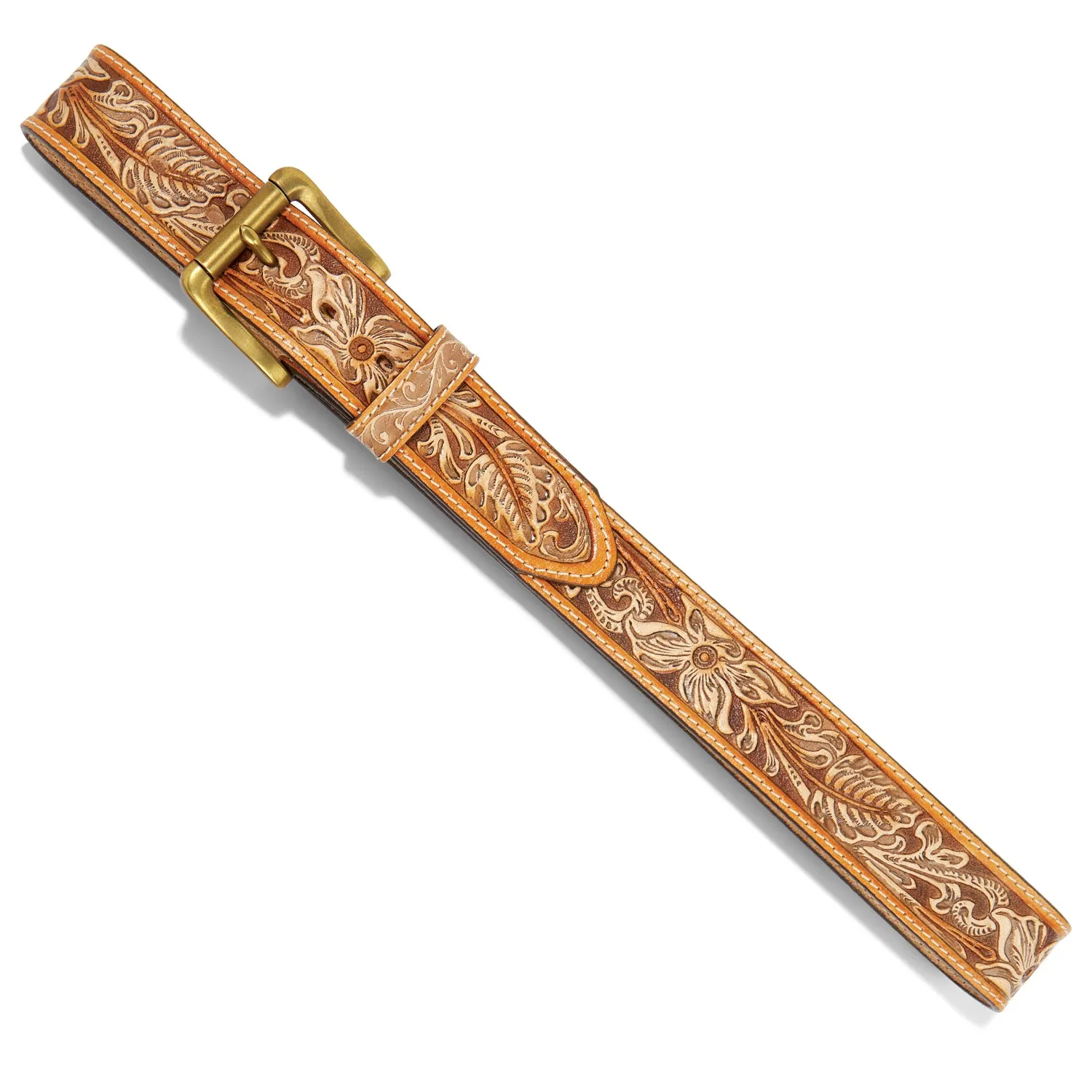 Justin Tan Floral Embossed Belt for Men