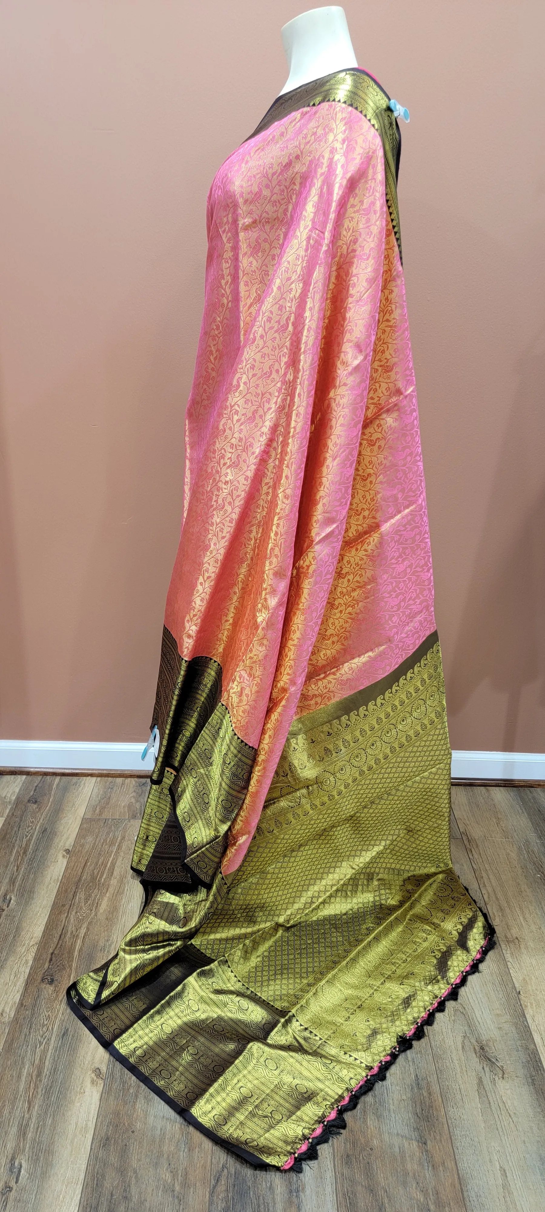 Kanchi Silk Saree w/ 2 Gram Gold Zari Collection- Custom Blouse