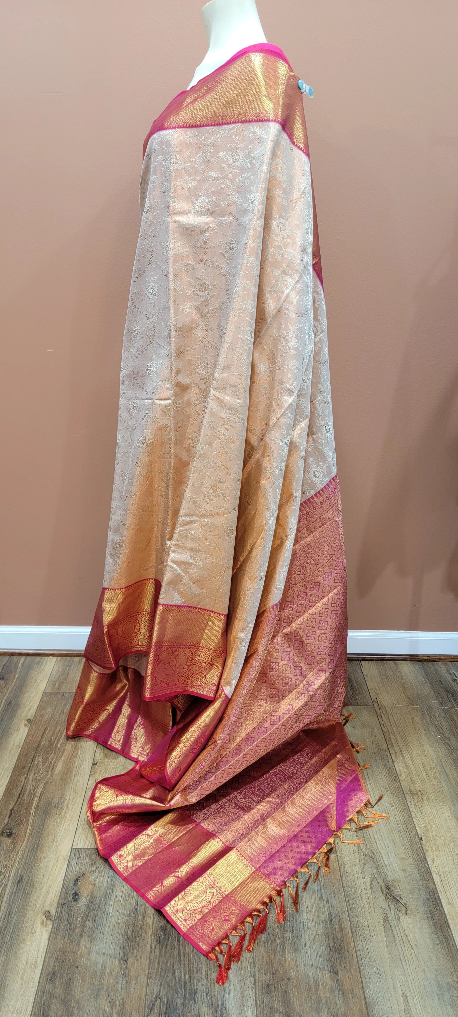 Kanchi Silk Saree w/ 2 Gram Gold Zari Collection- Custom Blouse