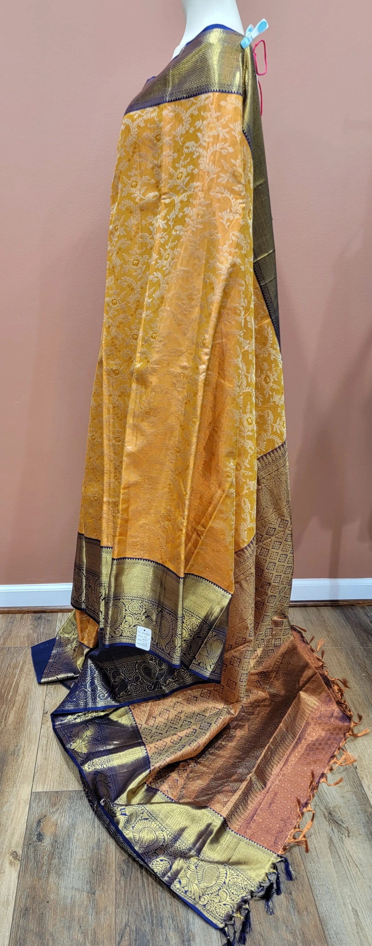Kanchi Silk Saree w/ 2 Gram Gold Zari Collection- Custom Blouse