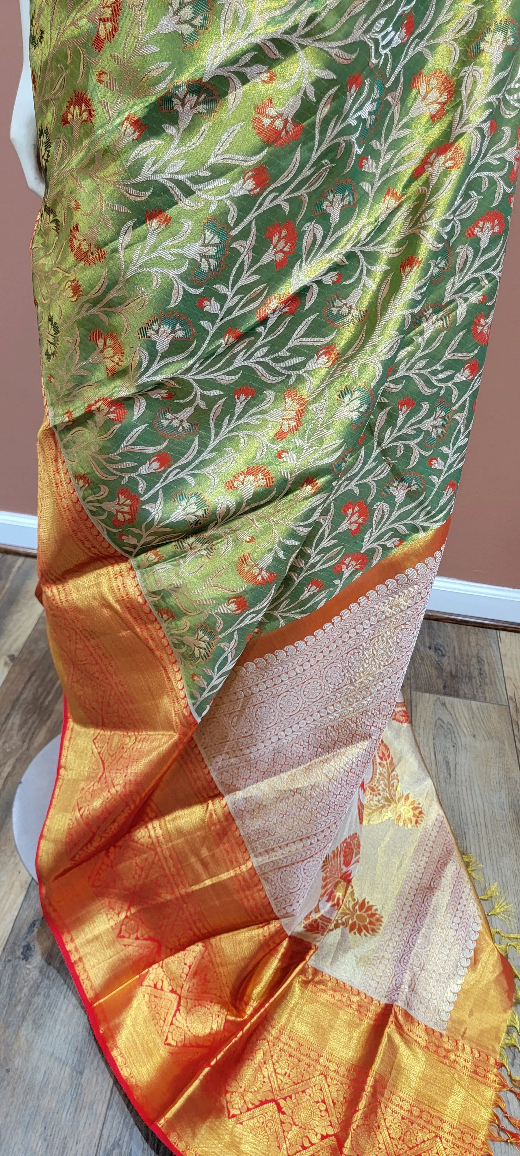 Kanchi Silk Saree w/ 2 Gram Gold Zari Collection- Custom Blouse