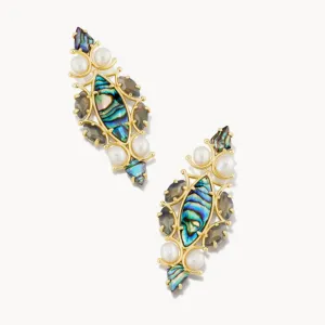 Kendra Scott Genevieve Statement Earrings - Gold Abalone Mix