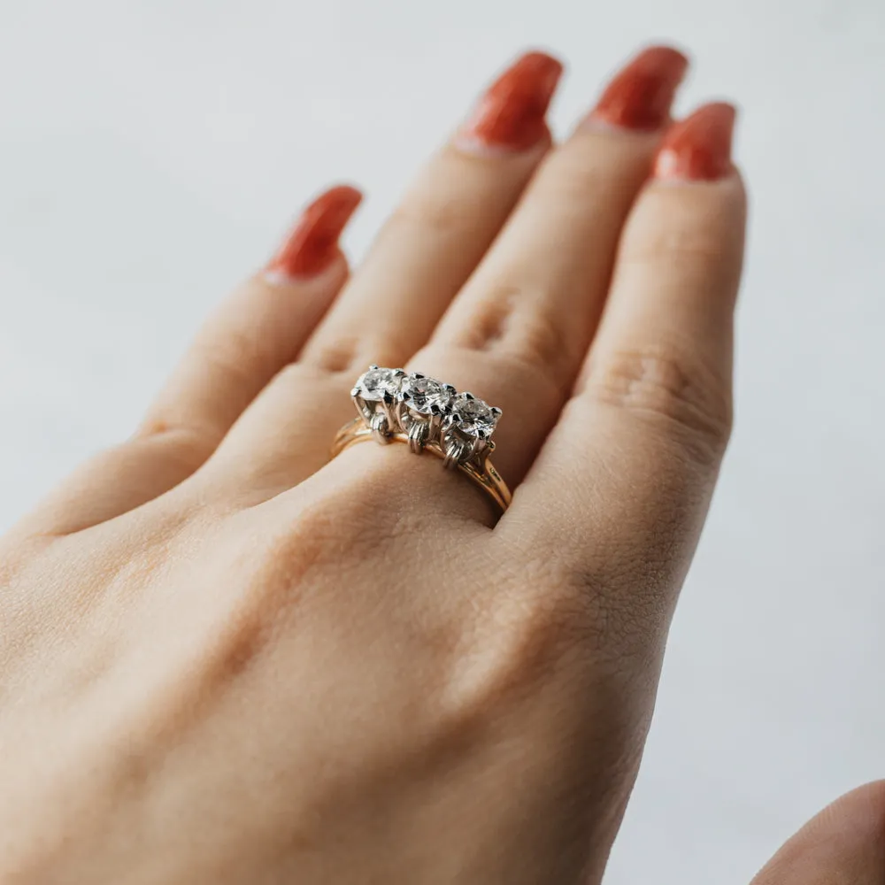 Knotted Three Stone Diamond Ring