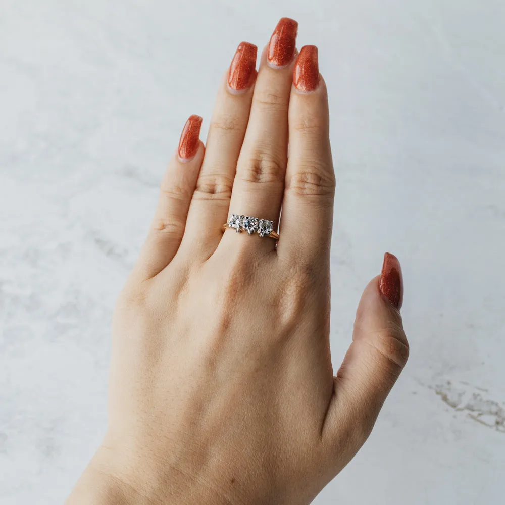 Knotted Three Stone Diamond Ring