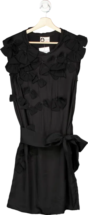 Lanvin Black Silk dress with 3d bow details UK S