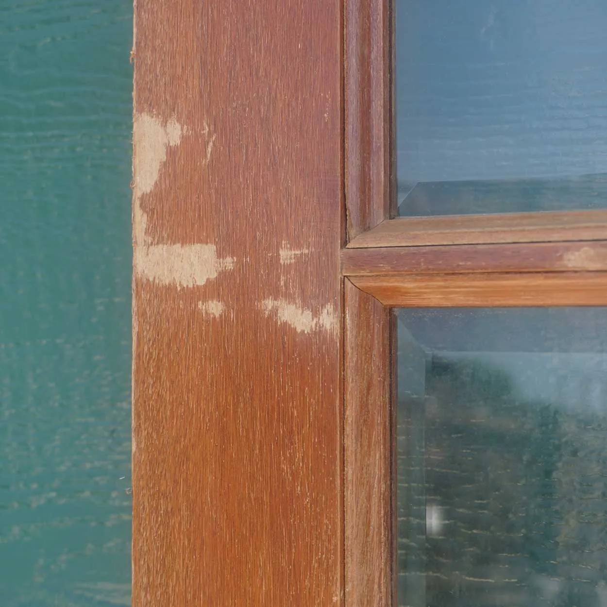 Large Vintage Argentine Cedro Mahogany and Beveled Glass Pane Single Sliding Door