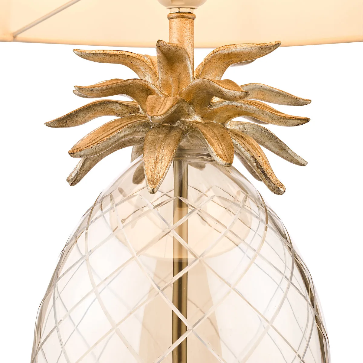 Laura Ashley Pineapple Champagne LA3702785-Q Cut Glass Table Lamp with Taupe Shade