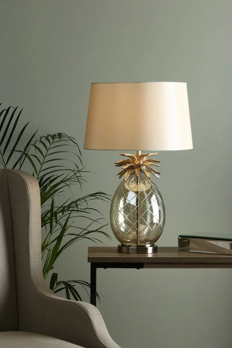 Laura Ashley Pineapple Champagne LA3702785-Q Cut Glass Table Lamp with Taupe Shade