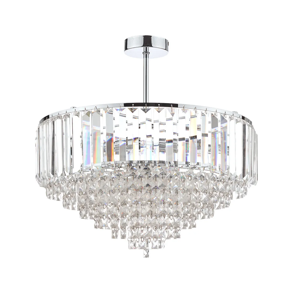 Laura Ashley Vienna Crystal & Polished Chrome 5 Light Semi Flush Ceiling Light