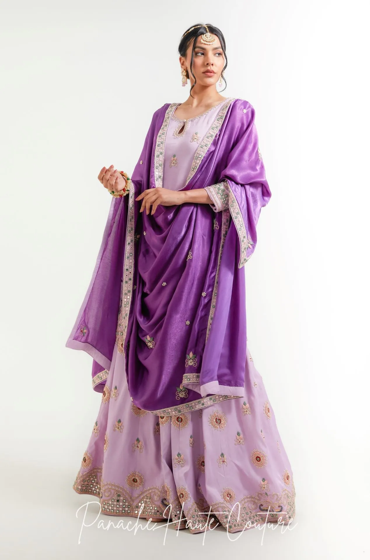 Lavender and Purple Color Sharara Set Daneen
