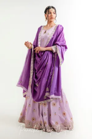 Lavender and Purple Color Sharara Set Daneen