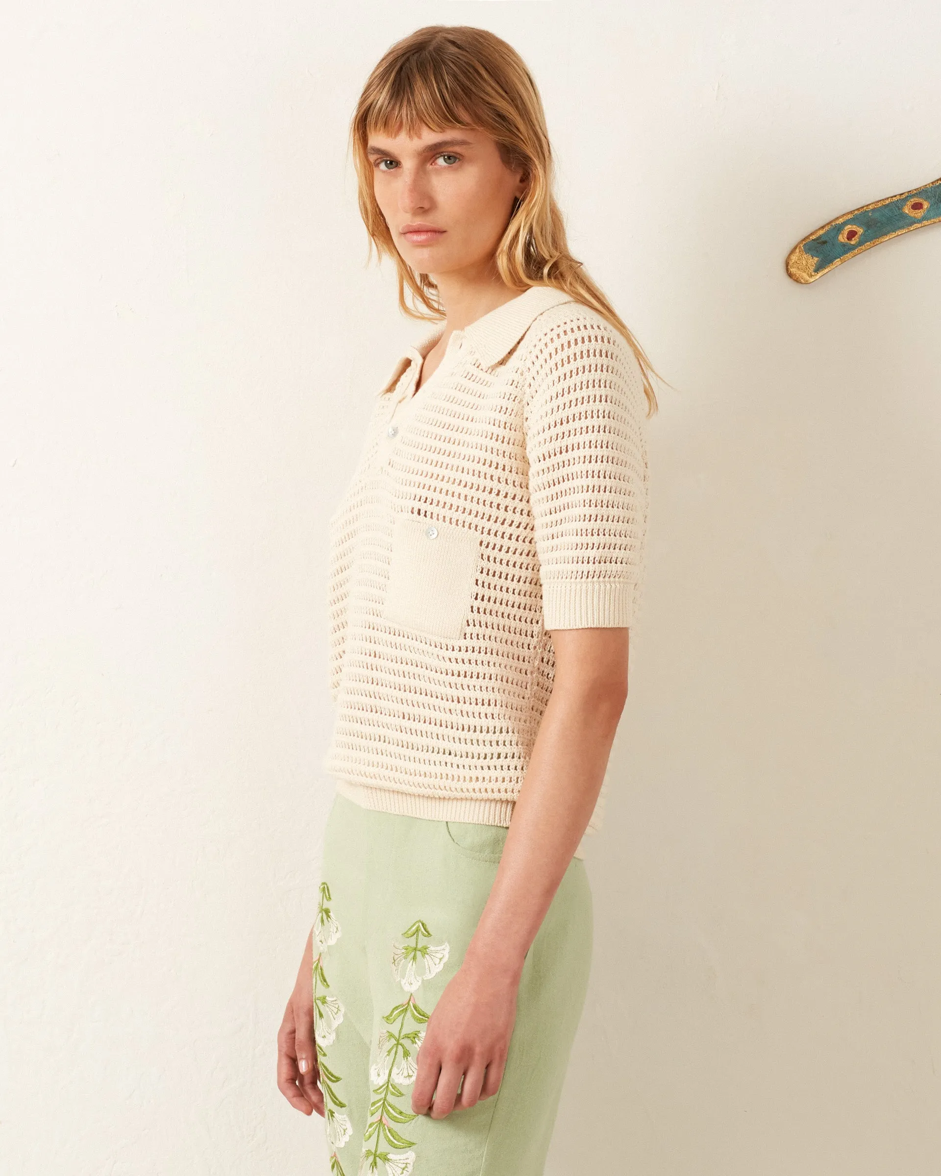 Lessi Oyster Crochet Top