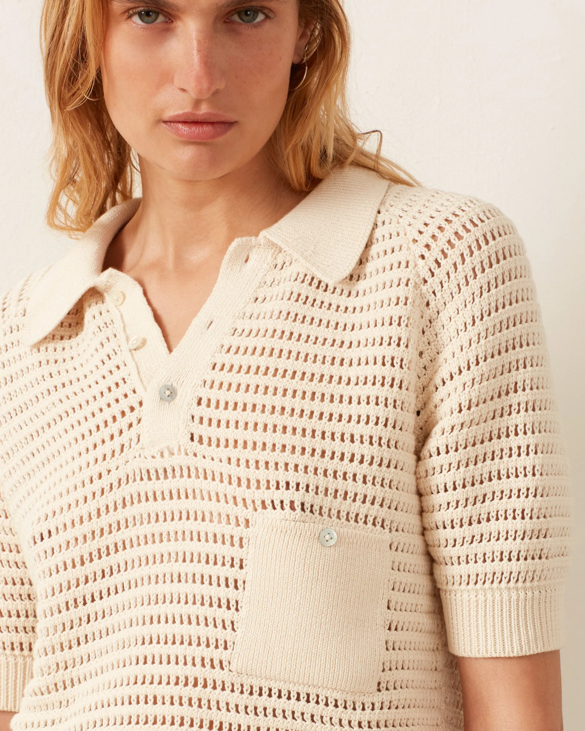 Lessi Oyster Crochet Top