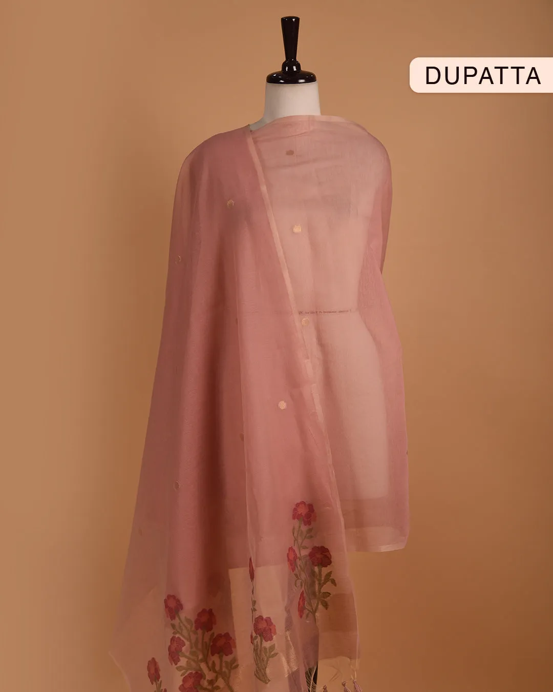 Light Pink Chanderi Silk Woven Unstitched Suit Fabric Set With Chanderi Silk Dupatta