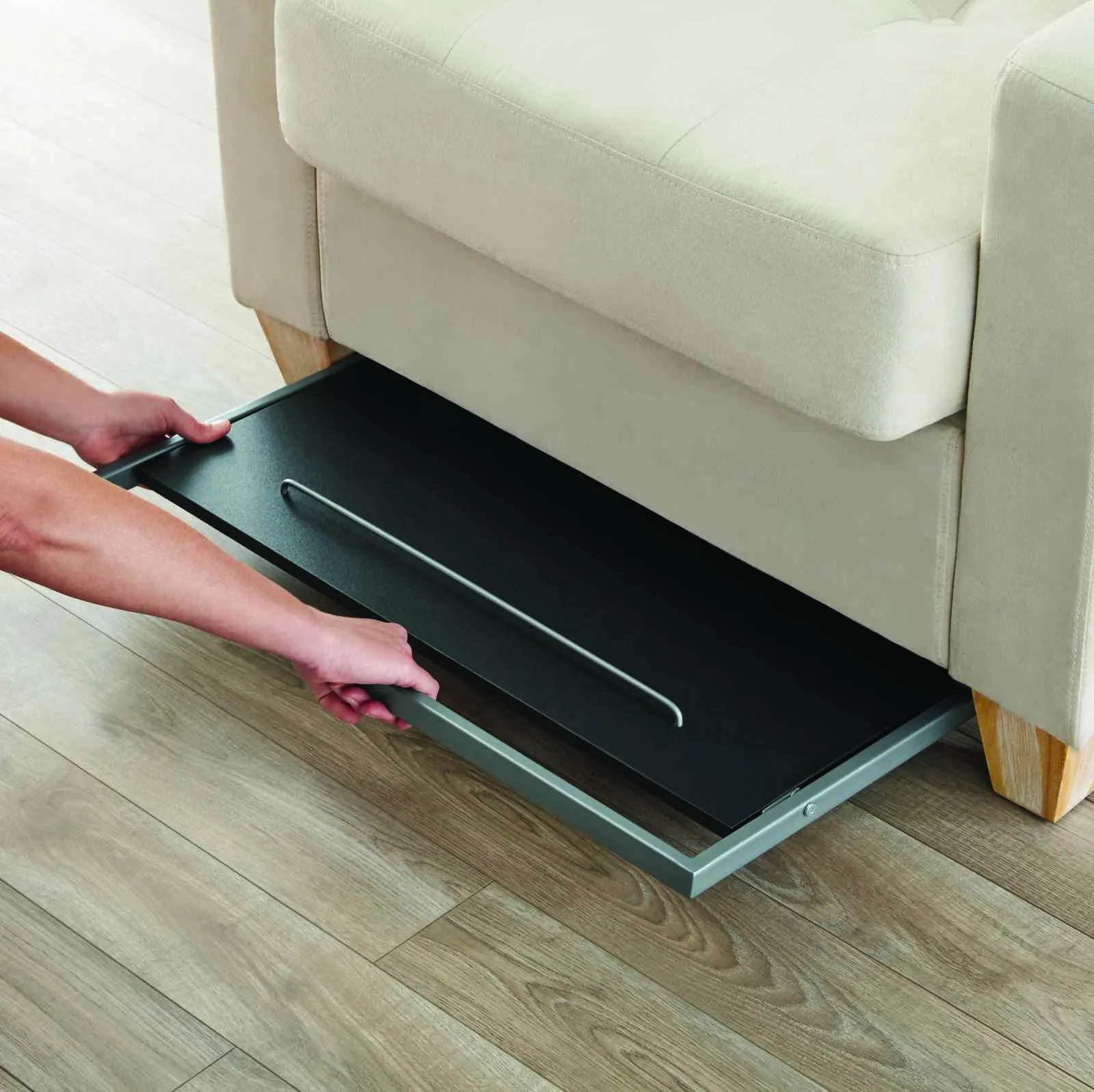Lightweight Metal and Wood Folding TV Tray Table, Silver, 30.9"H x 25"W x 17.5"D