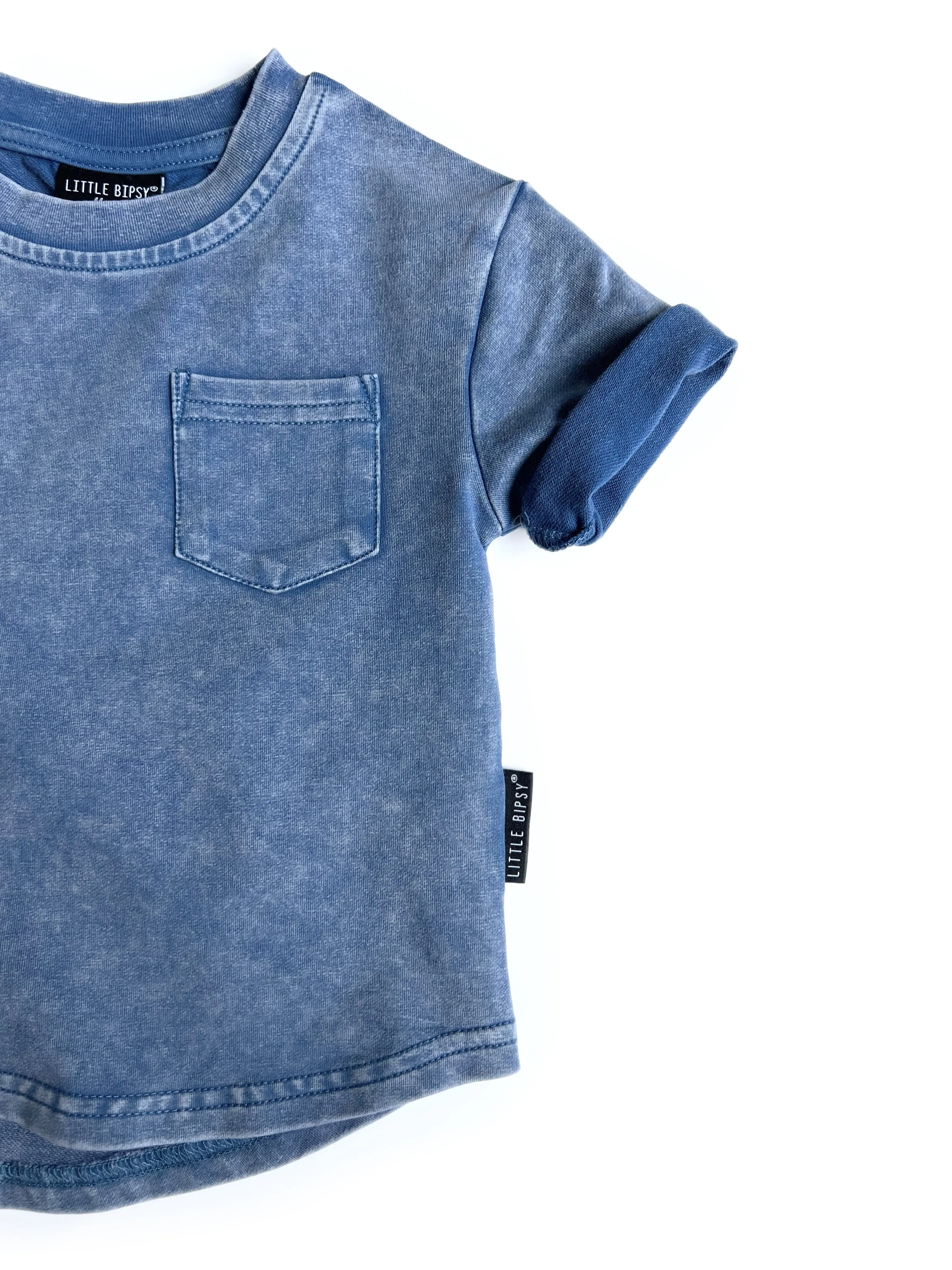 Little Bipsy Acid Wash Tee - Navy