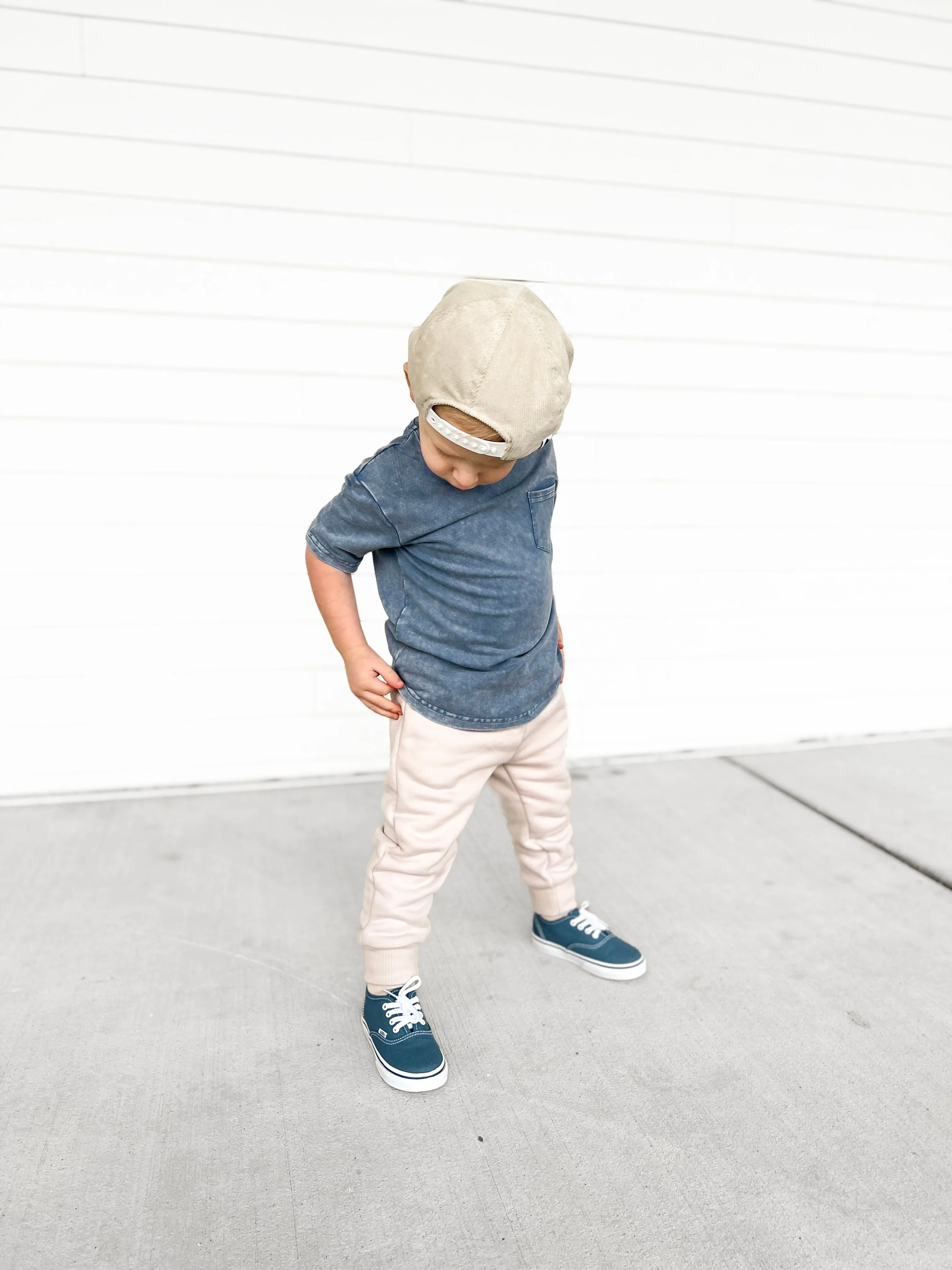 Little Bipsy Acid Wash Tee - Navy